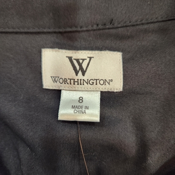 NWT Worthington Women's Size 8 Plaid Lined Dress Blouse Skirt Black Gray Button - Picture 5 of 12